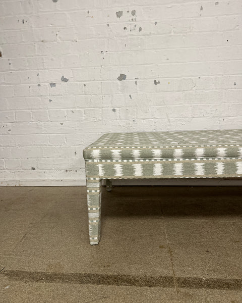 Honey Ottoman in James Hare Paxton Green & Natural