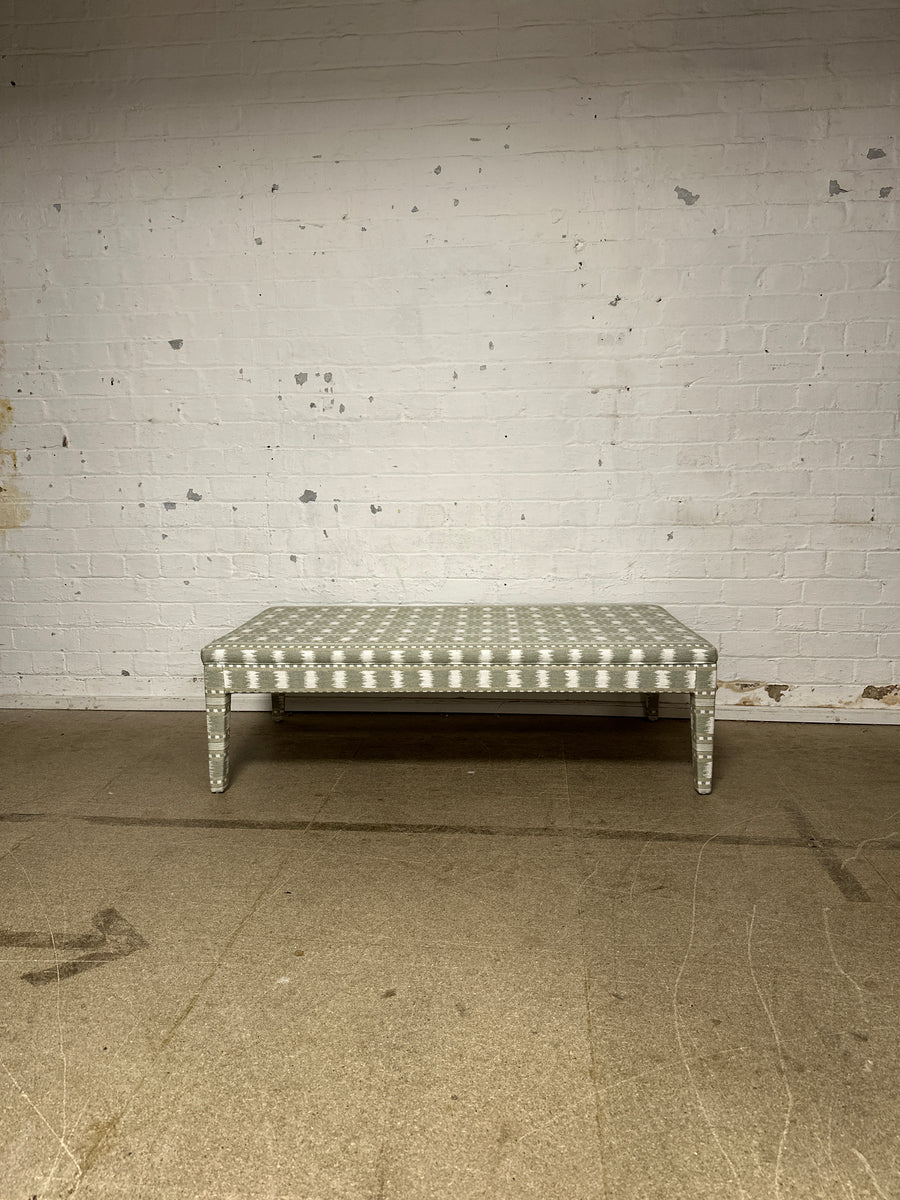 Honey Ottoman in James Hare Paxton Green & Natural