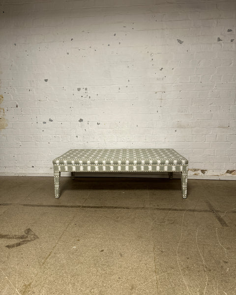 Honey Ottoman in James Hare Paxton Green & Natural