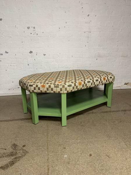 Annie Octagon Ottoman In Edward Bulmer Invisible Green & Studio Ashby Afua