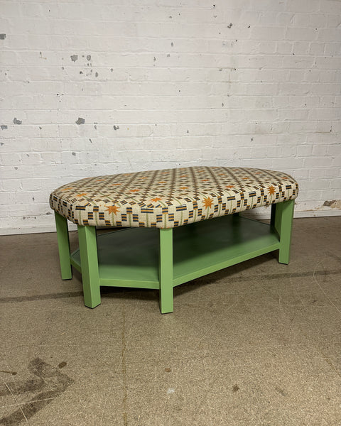 Annie Octagon Ottoman In Edward Bulmer Invisible Green & Studio Ashby Afua
