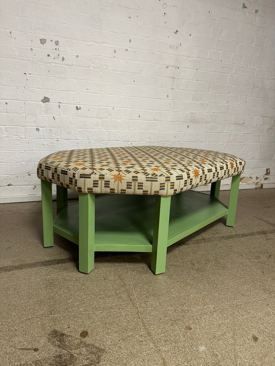 Annie Octagon Ottoman In Edward Bulmer Invisible Green & Studio Ashby Afua