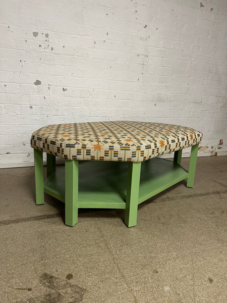 Annie Octagon Ottoman In Edward Bulmer Invisible Green & Studio Ashby Afua