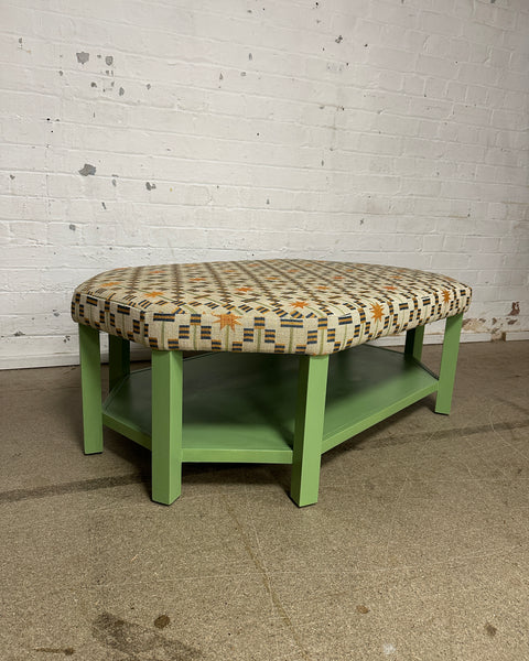 Annie Octagon Ottoman In Edward Bulmer Invisible Green & Studio Ashby Afua