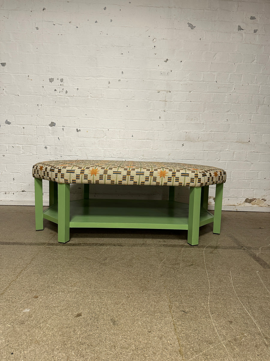 Annie Octagon Ottoman In Edward Bulmer Invisible Green & Studio Ashby Afua