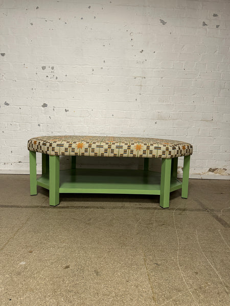 Annie Octagon Ottoman In Edward Bulmer Invisible Green & Studio Ashby Afua