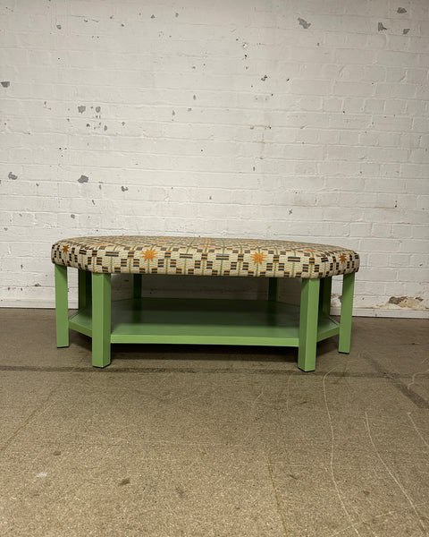 Annie Octagon Ottoman In Edward Bulmer Invisible Green & Studio Ashby Afua