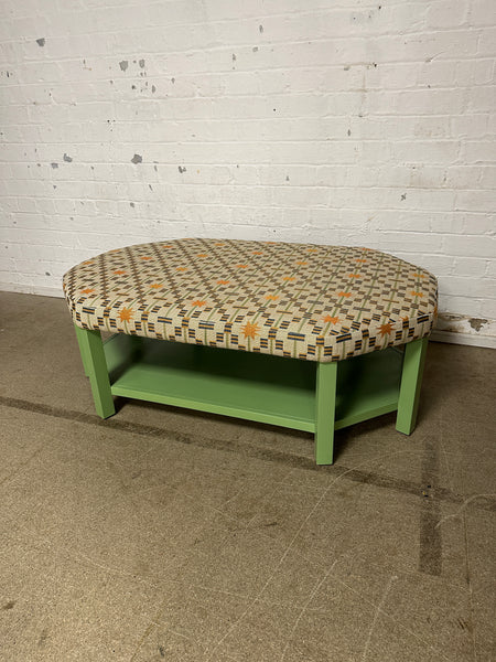 Annie Octagon Ottoman In Edward Bulmer Invisible Green & Studio Ashby Afua