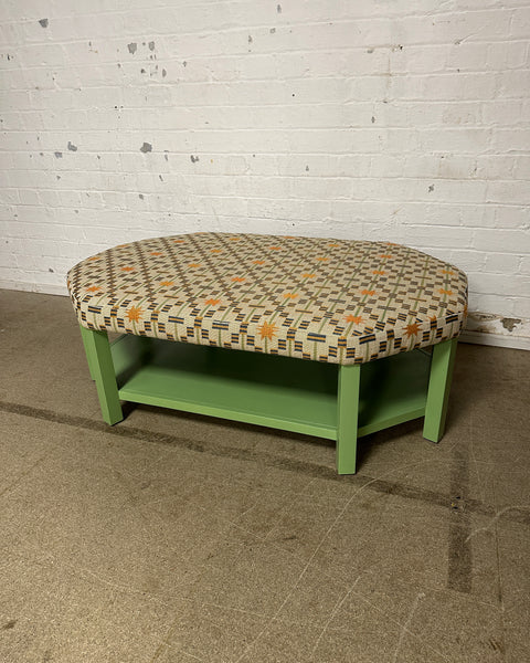 Annie Octagon Ottoman In Edward Bulmer Invisible Green & Studio Ashby Afua