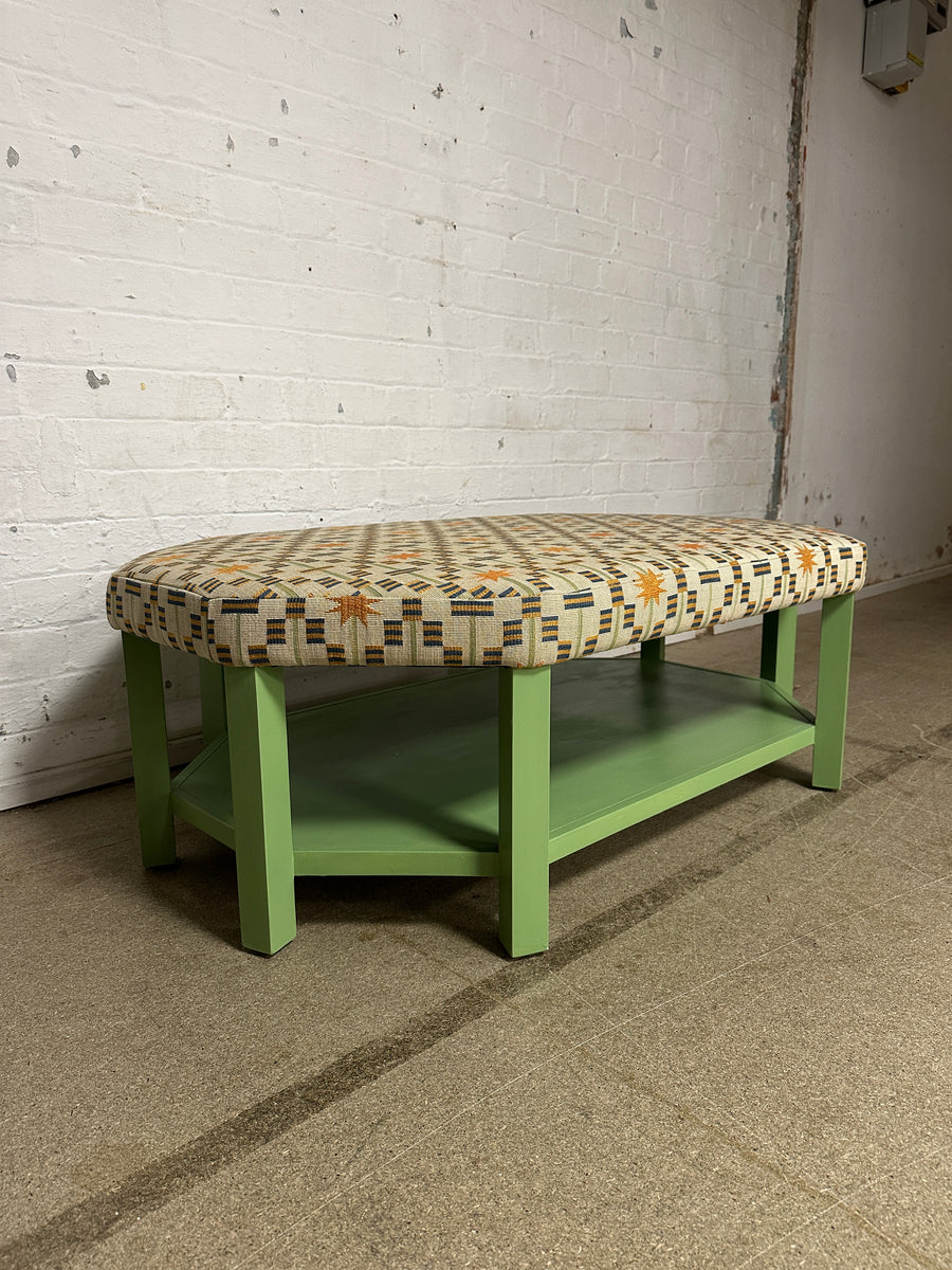 Annie Octagon Ottoman In Edward Bulmer Invisible Green & Studio Ashby Afua