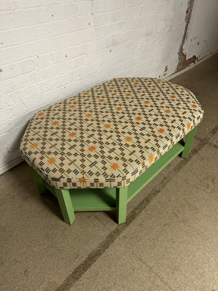 Annie Octagon Ottoman In Edward Bulmer Invisible Green & Studio Ashby Afua