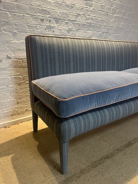 180cm Lucy Banquette in Lucy in Denim stripe with rust piping