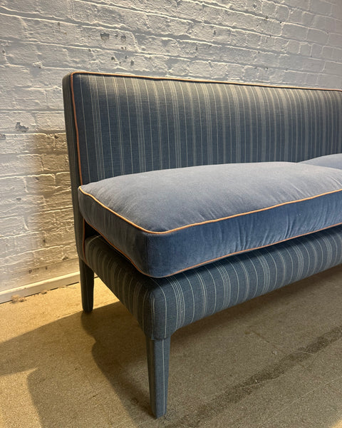 180cm Lucy Banquette in Lucy in Denim stripe with rust piping