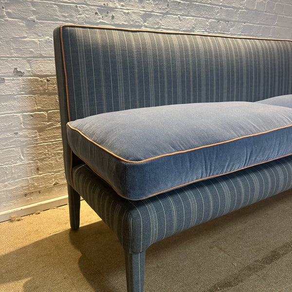 180cm Lucy Banquette in Lucy in Denim stripe with rust piping