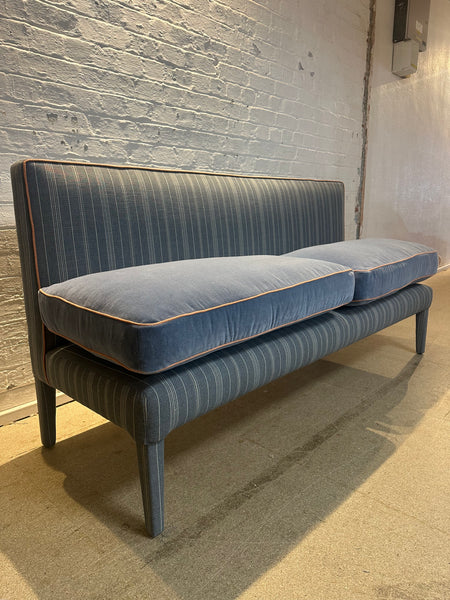 180cm Lucy Banquette in Lucy in Denim stripe with rust piping