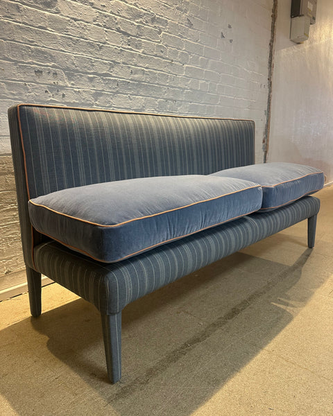 180cm Lucy Banquette in Lucy in Denim stripe with rust piping