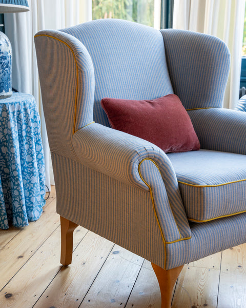 Vintage Armchair in Volga Stripe & Volga Piping