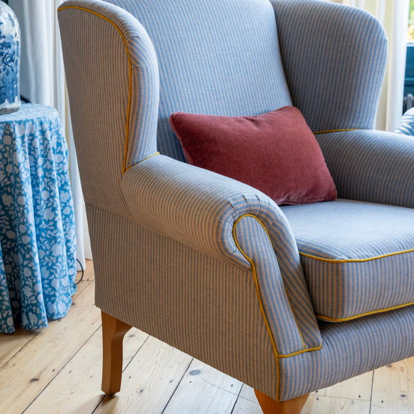 Vintage Armchair in Volga Stripe & Volga Piping