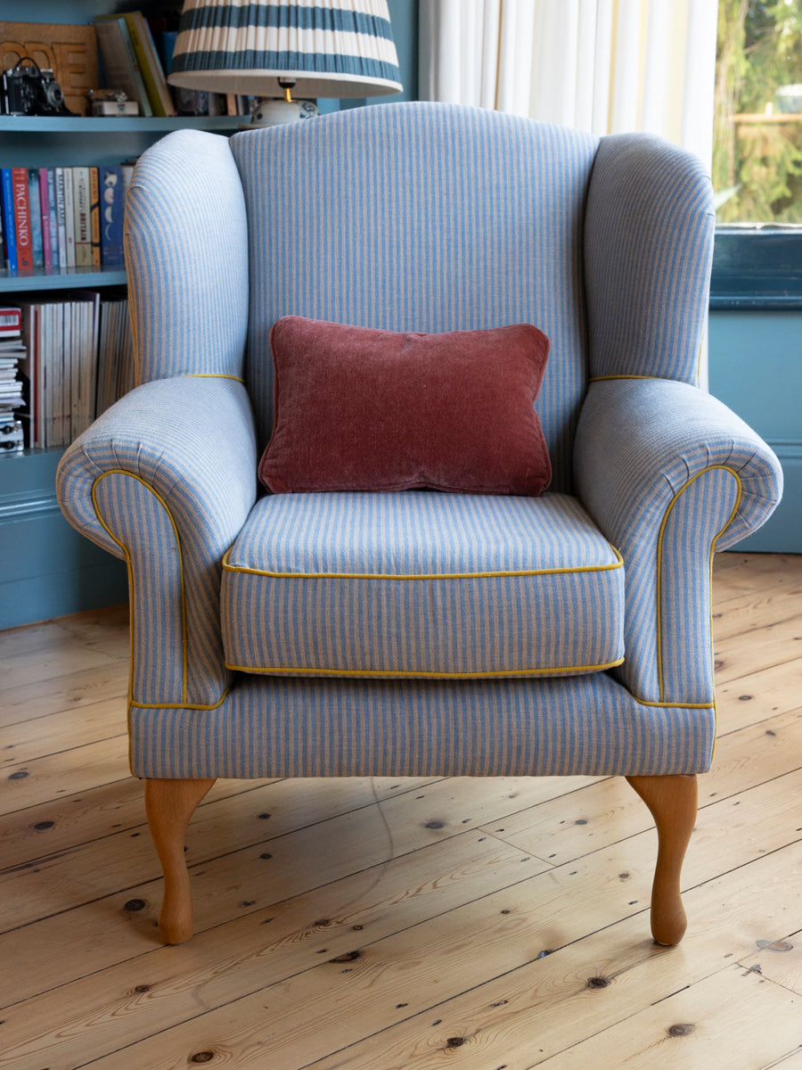 Vintage Armchair in Volga Stripe & Volga Piping