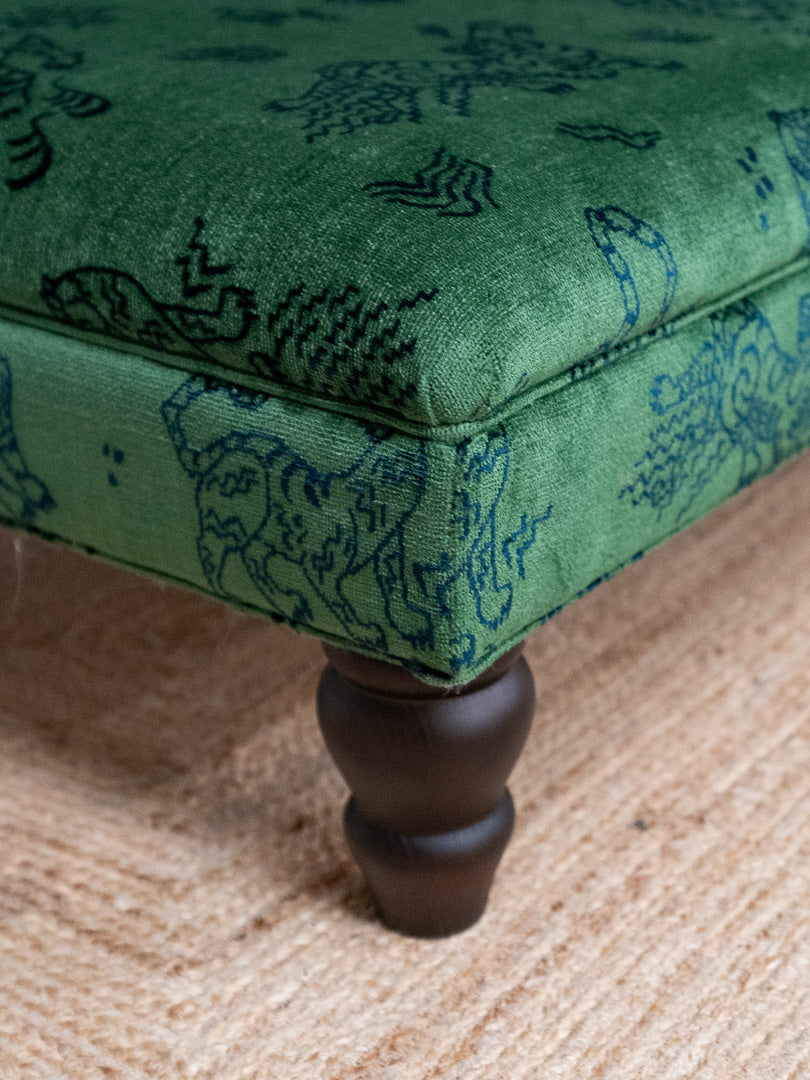 Available Now | Bryher Classic Ottoman In Schumacher Kinabalu velvet | Arrives before Christmas