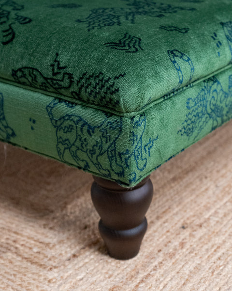 Available Now | Bryher Classic Ottoman In Schumacher Kinabalu velvet | Arrives before Christmas