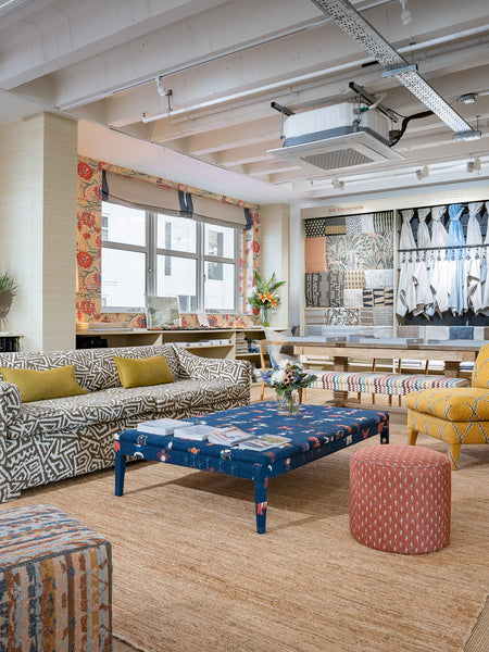 Cecilie Cylinder Stool in Jim Thompson Karenni Ikat Weave