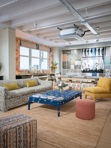 Cecilie Cylinder Stool in Jim Thompson Karenni Ikat Weave