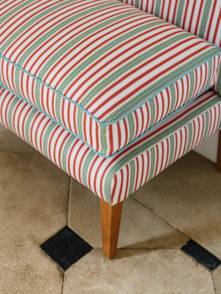 181cm Natalie Banquette in Sanderson Barneby stripe in berry