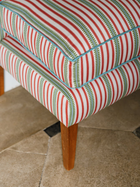 181cm Natalie Banquette in Sanderson Barneby stripe in berry