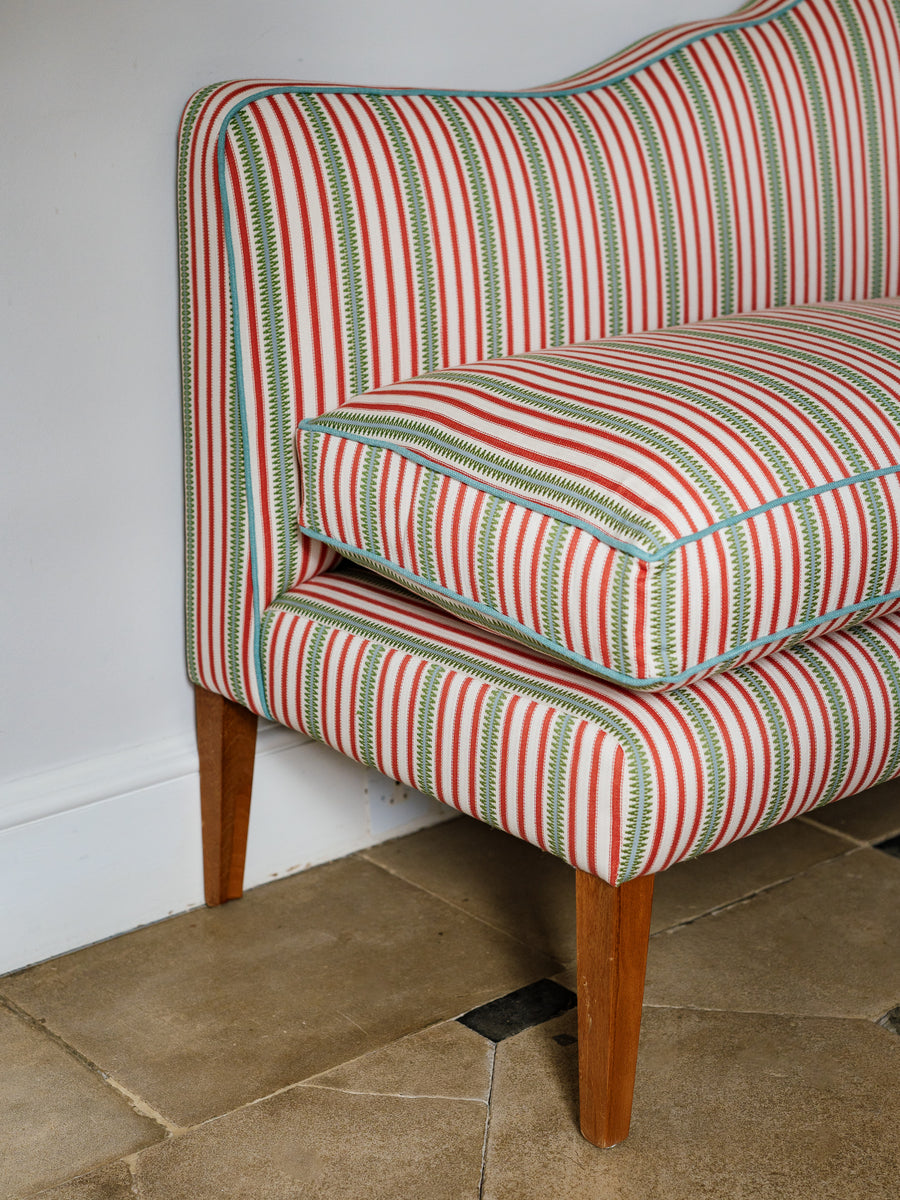 181cm Natalie Banquette in Sanderson Barneby stripe in berry