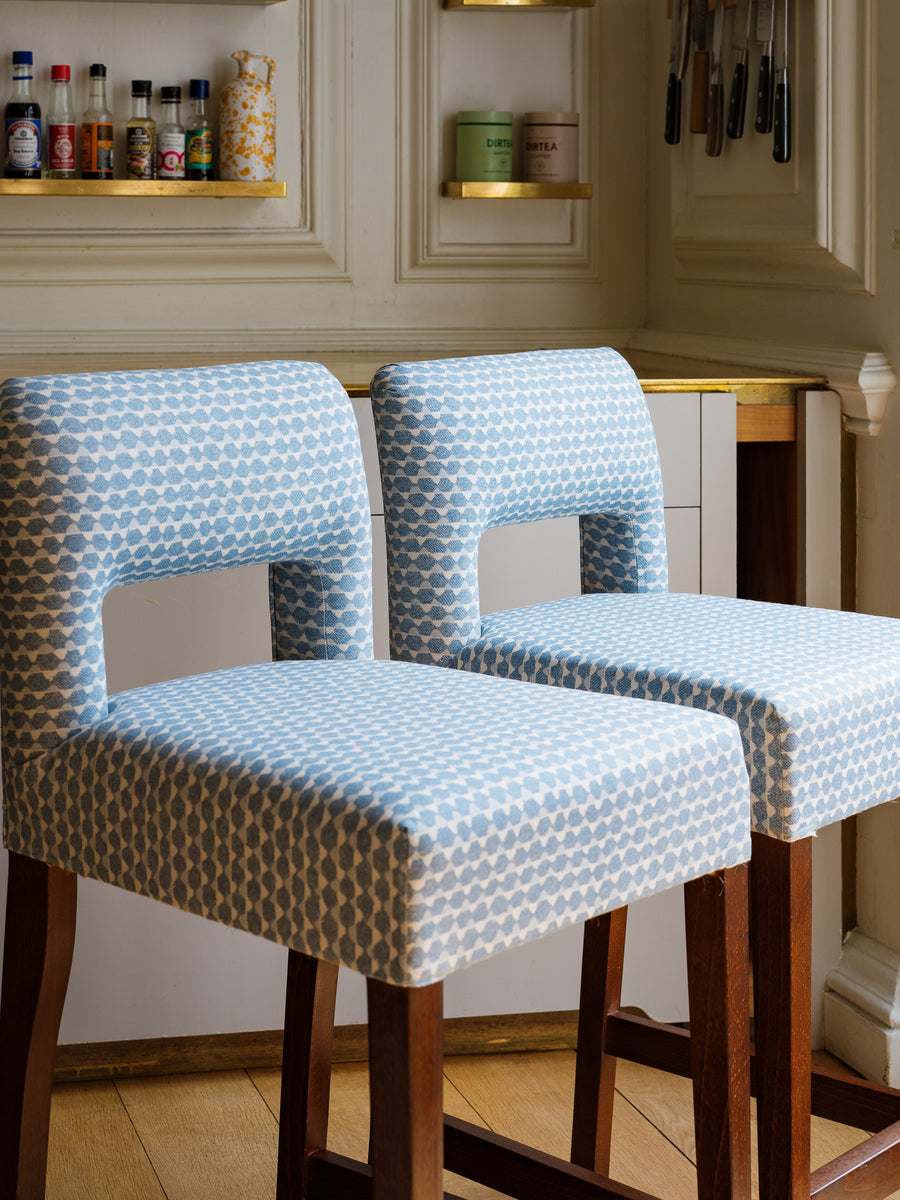 2 x Maisie bar stools in Fermoie, Tara in blue (price for both)