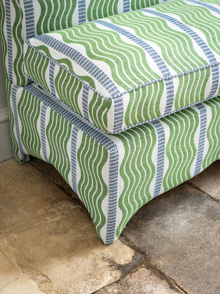 182cm Claudia Banquette in Schumacher Sina stripe in green