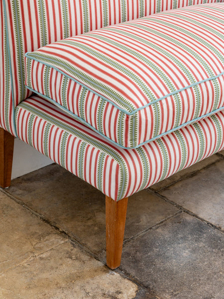 181cm Natalie Banquette in Sanderson Barneby stripe in berry