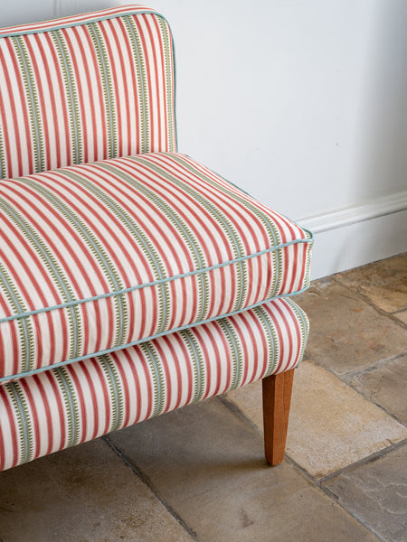 181cm Natalie Banquette in Sanderson Barneby stripe in berry