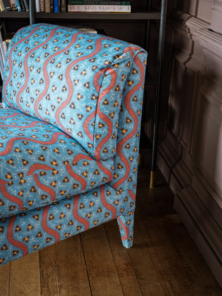 Nikki Slipper chair in Studio Hollond Deep Sea Blue Swirl