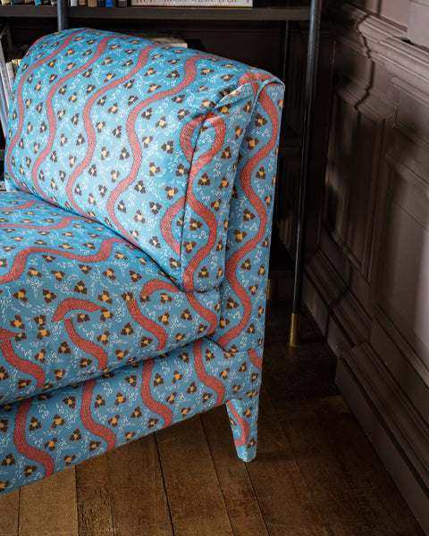 Nikki Slipper chair in Studio Hollond Deep Sea Blue Swirl