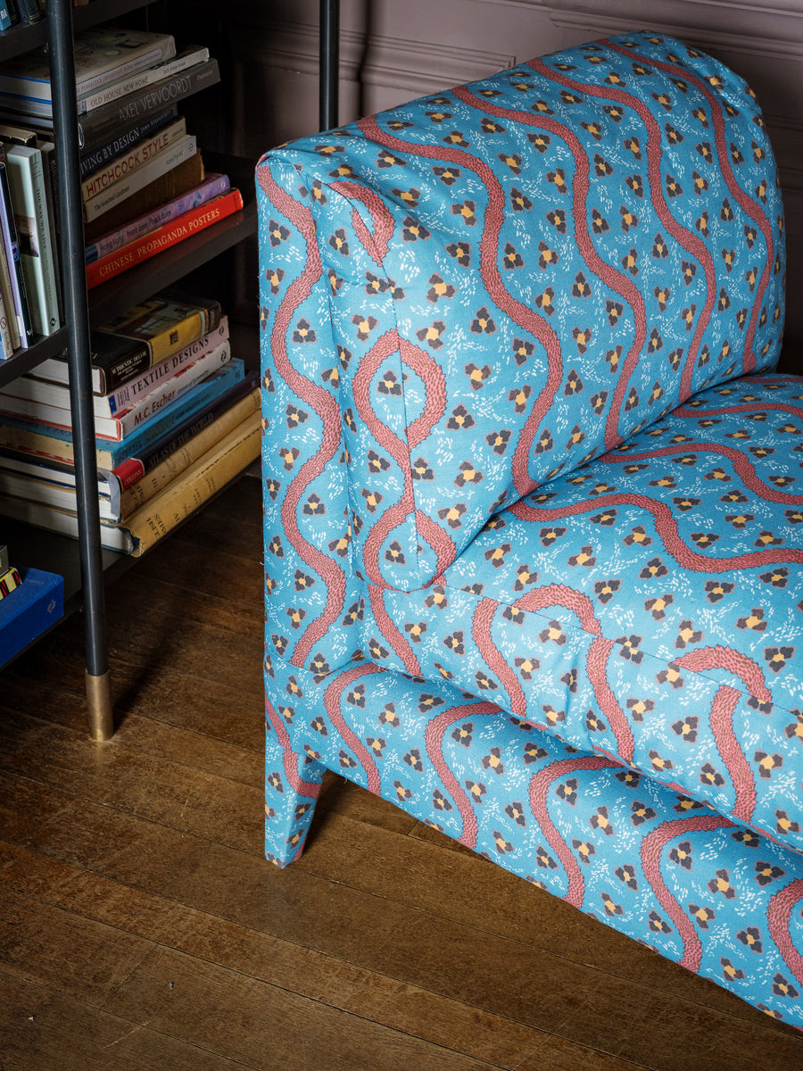 Nikki Slipper chair in Studio Hollond Deep Sea Blue Swirl