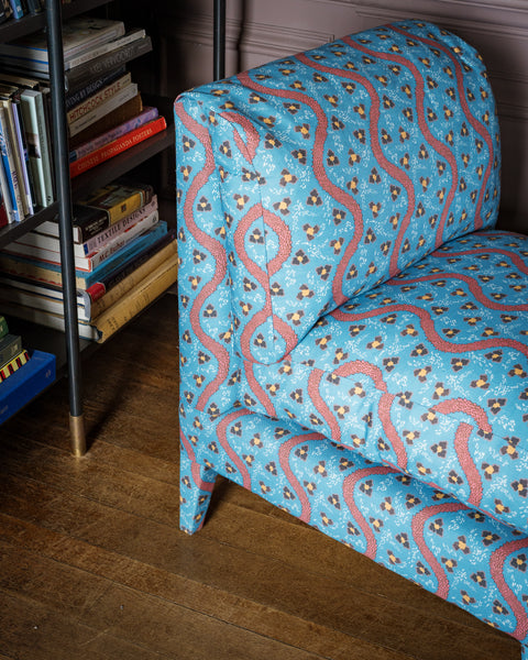 Nikki Slipper chair in Studio Hollond Deep Sea Blue Swirl