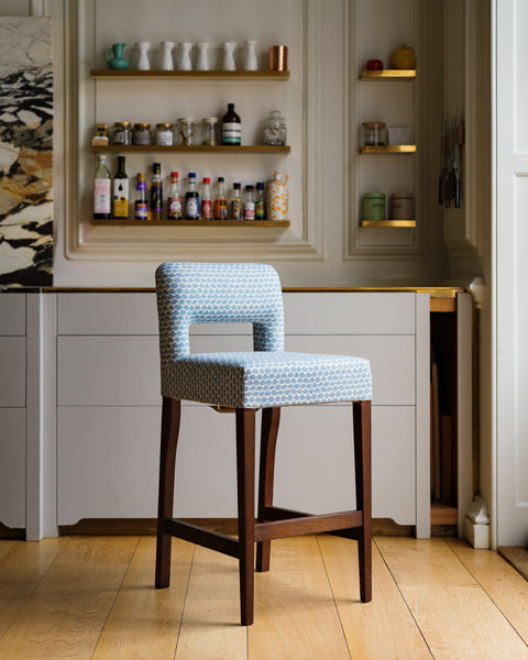 2 x Maisie bar stools in Fermoie, Tara in blue (price for both)