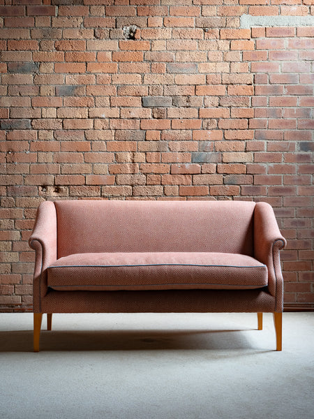 End of Bed Sofa in Linwood Westray Raspberry with blue piping