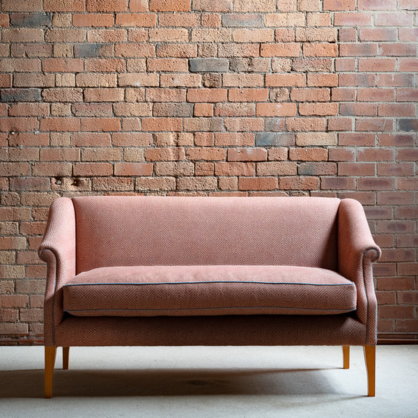 End of Bed Sofa in Linwood Westray Raspberry with blue piping