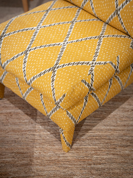 Nikki slipper chair in Jim Thompson Nantaburi Ikat 01 amber