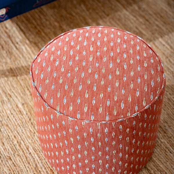 Cecilie Cylinder Stool in Jim Thompson Karenni Ikat Weave