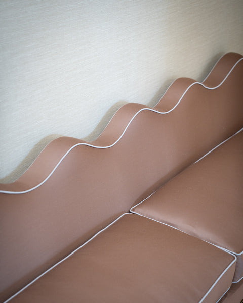 Lila Wavy Banquette custom W240cm in Fox Linton Malvern Earth