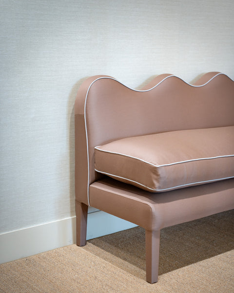 Lila Wavy Banquette custom W240cm in Fox Linton Malvern Earth