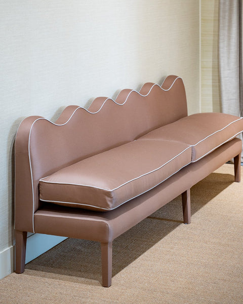 Lila Wavy Banquette custom W240cm in Fox Linton Malvern Earth