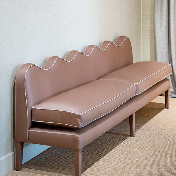 Lila Wavy Banquette custom W240cm in Fox Linton Malvern Earth