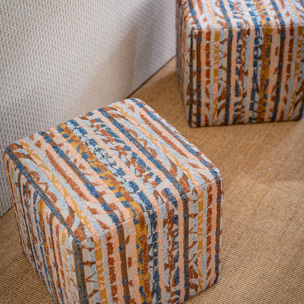PAIR of Georgie Cube Stools in No.9 Thompson Tamerza sunset