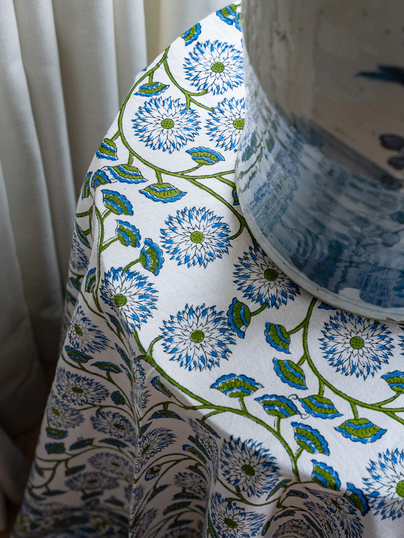 Table & Tablecloth Combo | Blue & Green Floral | Pre Order for December