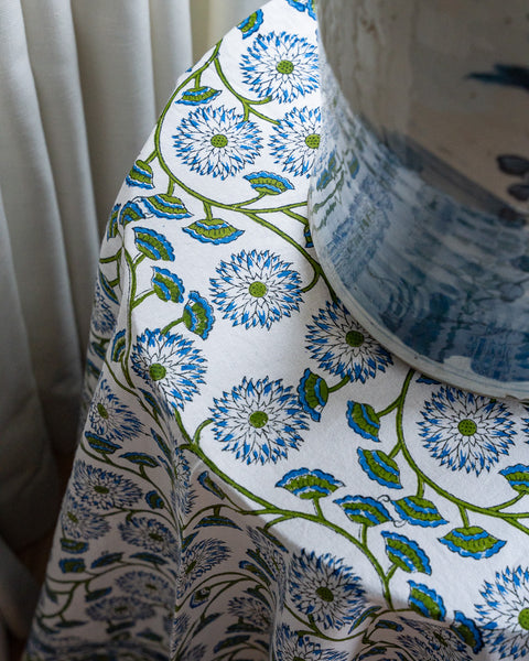 Table & Tablecloth Combo | Blue & Green Floral | Pre Order for December